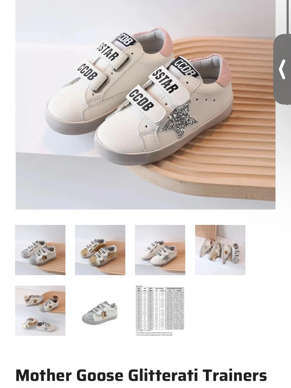 Golden Goose Kids White Sneakers with Pink Heel and Silver Glitter Star